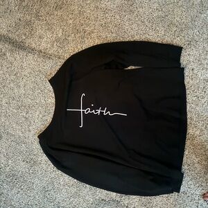 NWOT- black cotton Faith shirt- medium